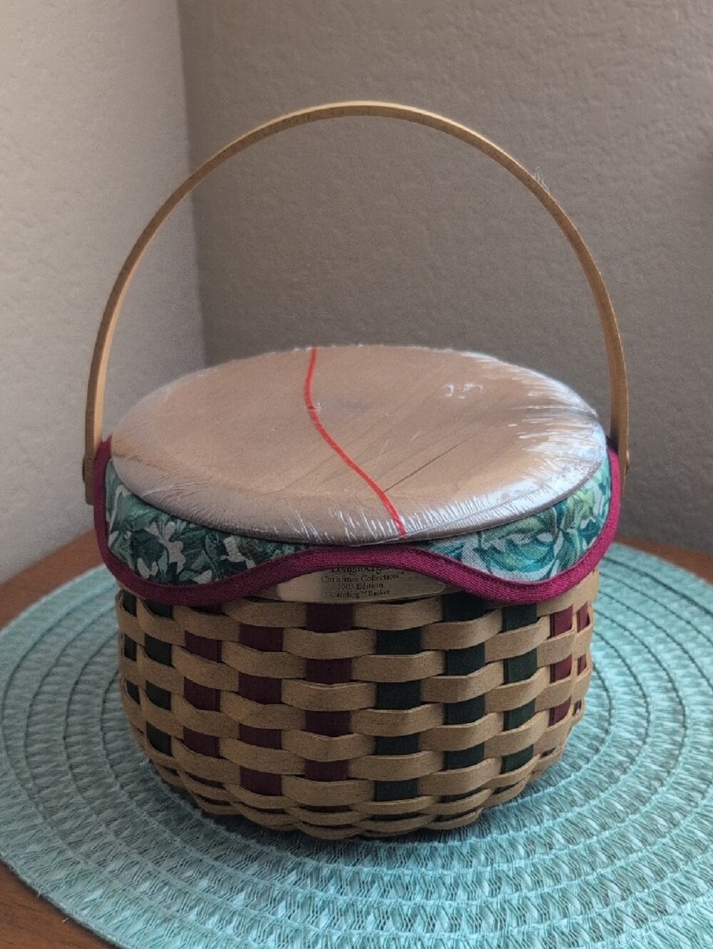 Longaberger wovenBasket with Red and Green Accents